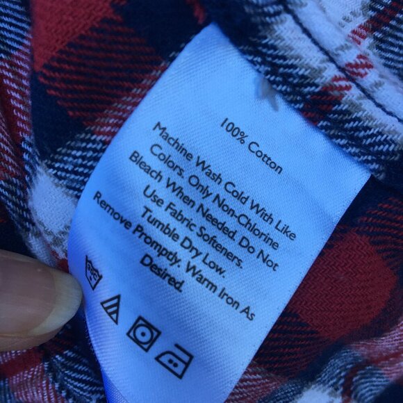 Eddie Bauer Flannel Shirt Mens XL Red Navy Plaid Button Up Classic Fit - Picture 6 of 6